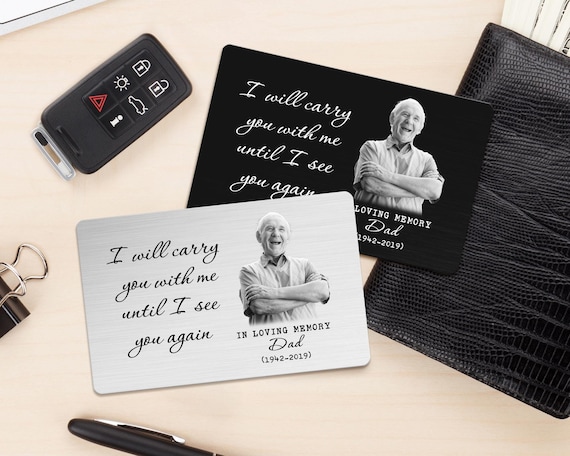 Personalized Memorial Photo Wallet Card: Aluminum Remembrance Keepsake