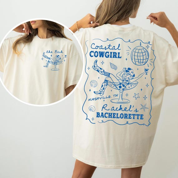 Coastal Cowgirl Bachelorette Shirt, Custom Nash Bach Party Shirt, Disco Cowgirl Bachelorette Party Shirt,  Luxury Cocktail Social Club Bach