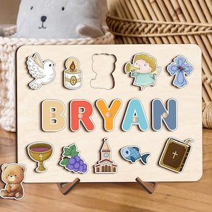 Custom Wooden Name Puzzle: Christening Gift, Baby Keepsake