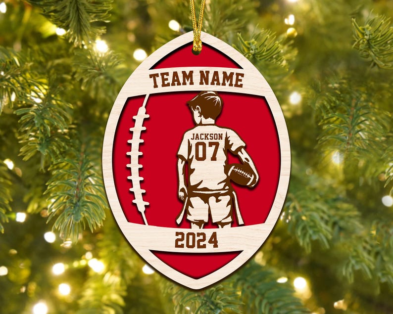 Personalized 3D Football Ornaments, Football Player Ornament, Boy