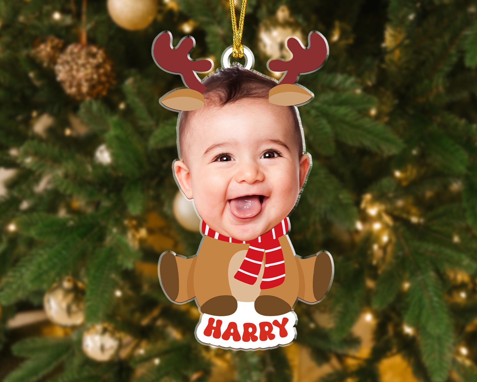 Custom Baby Photo Ornament, Babys First Christmas Ornament 2024, Custom Baby Face Ornament, New Baby Gift, Xmas Decor, Grandchild Ornament