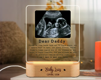New Dad Gift, Dear Daddy Personalized Ultrasound Photo LED Acrylic Plaque, 1st Time Dad, First Fathers Day Gift, Custom Night Light for Dad