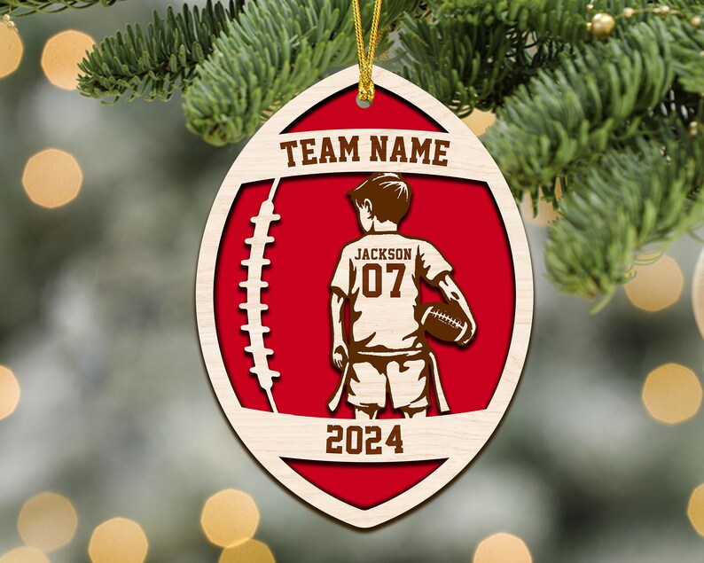 Personalized 3D Football Ornaments, Football Player Ornament, Boy