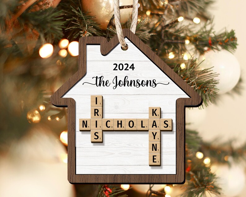 Family Crossword Personalized Ornament, Family Christmas Ornament