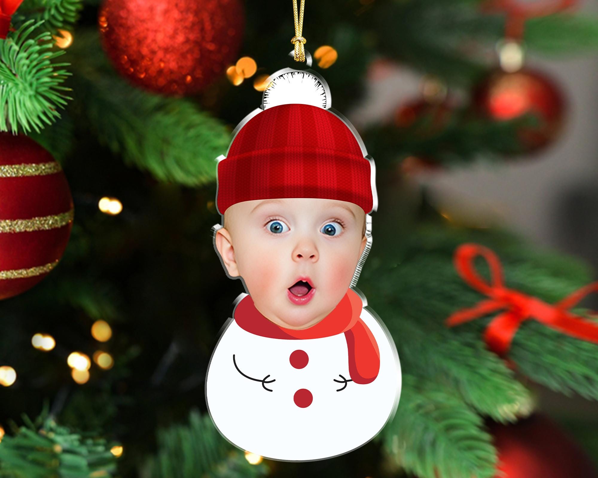 Personalized Face Baby Ornament, Custom Baby Photo Ornament, Baby Christmas Ornament, Baby & First Christmas, Christmas Gift for Grandkids