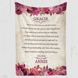 Personalized Gift, Sister Blanket for Women, Sister Gifts From Sister, Sister Birthday Gifts ...