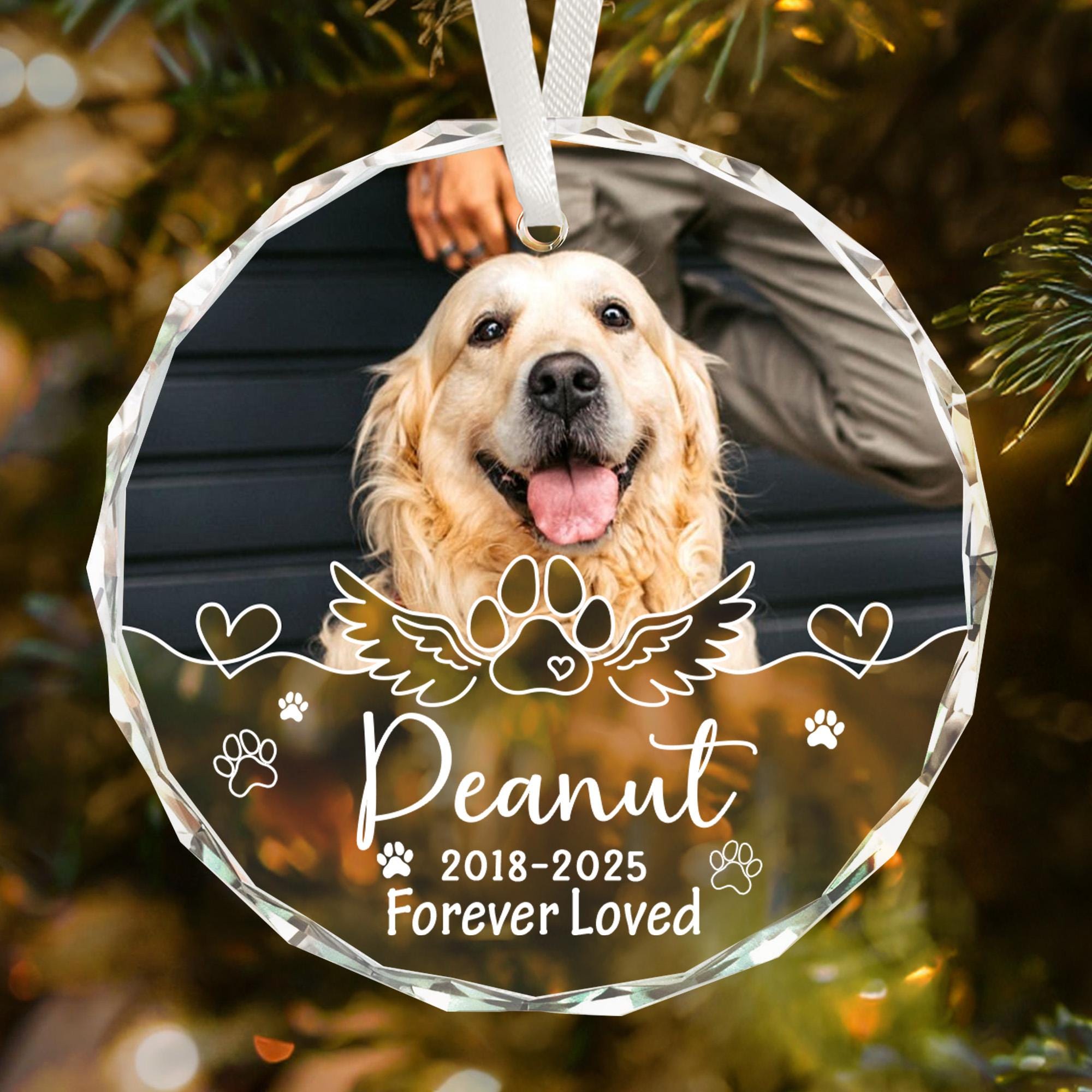 Personalized Dog Memorial Photo Glass Ornament: Pet Loss Sympythy Gift ...