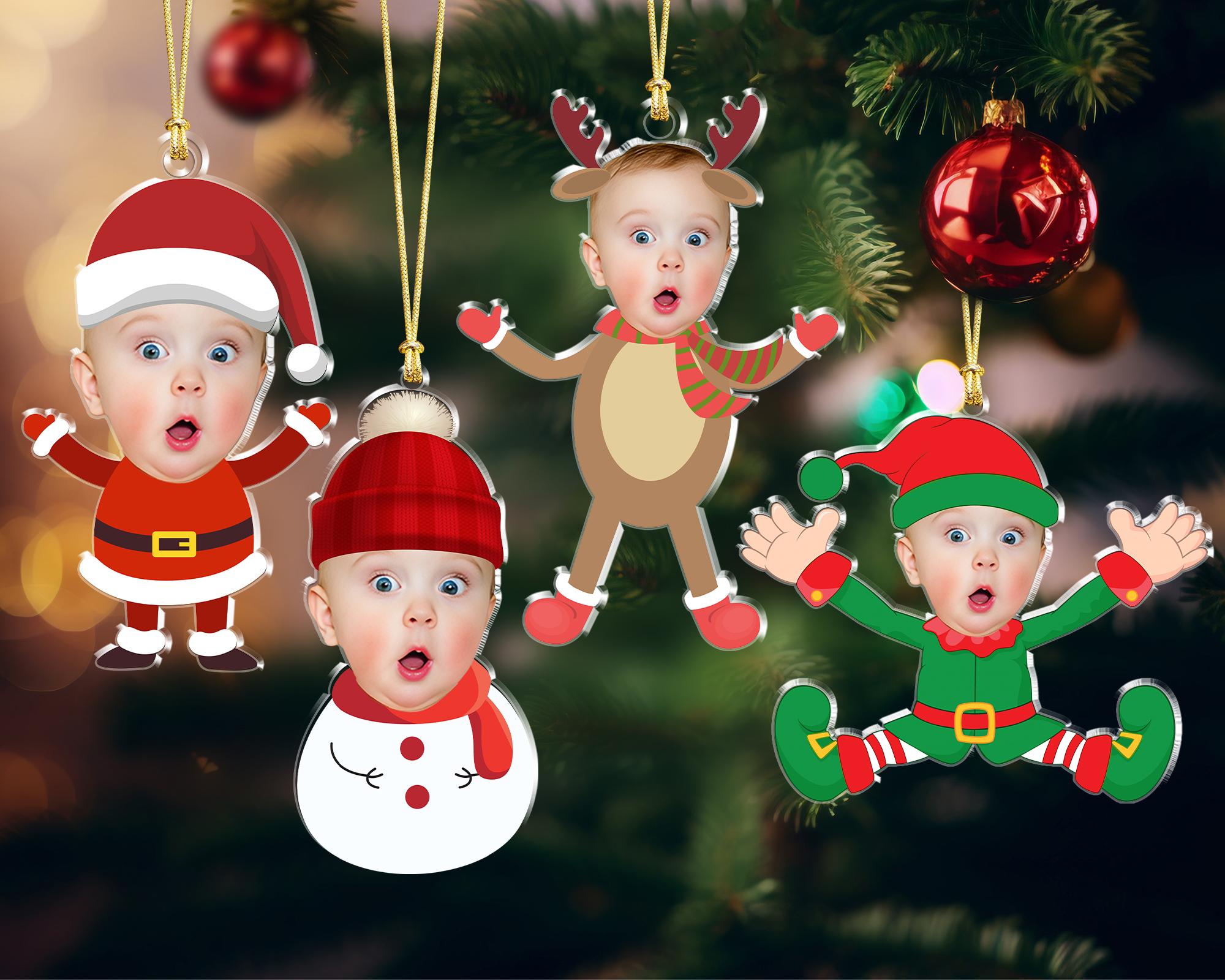Personalized Face Baby Ornament, Custom Baby Photo Ornament, Baby Christmas Ornament, Baby & First Christmas, Christmas Gift for Grandkids