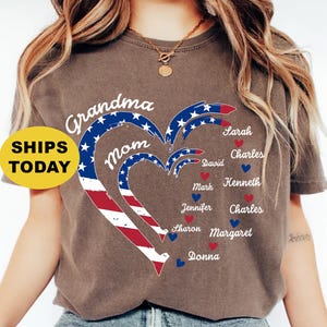 Custom Grandma Shirt, Patriotic Grandma Graphic Tee, Women 4th Of July Shirt, Grandma with Kids, Mimi Gift, 4th Of July Party