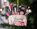 2D Flat Style Custom Name Makeup Ornament, 2024 Christmas Ornament Keepsake, Teen Girl Christmas, Gift for Makeup Artist, MUA Xmas Gift