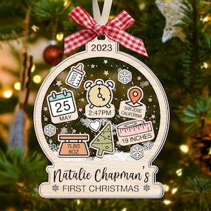 Baby Birth Stats Christmas Ornament, Custom Baby's First Christmas Ornament, Baby Shaker Ornament, Christmas 4D Ornament, Baby Keepsake