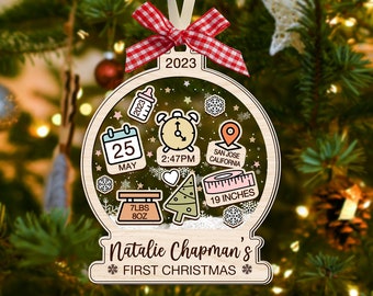 Baby Birth Stats Christmas Ornament, Custom Baby's First Christmas Ornament, Baby Shaker Ornament, Christmas 4D Ornament, Baby Keepsake