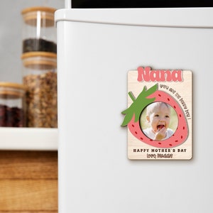 Fridge Photo Magnet, Custom Photo Frame Magnet, Strawberry Magnet, Mom Photo Magnet, Grandma Photo Magnet, Mothers Day Gift, Gift from Kids image 6