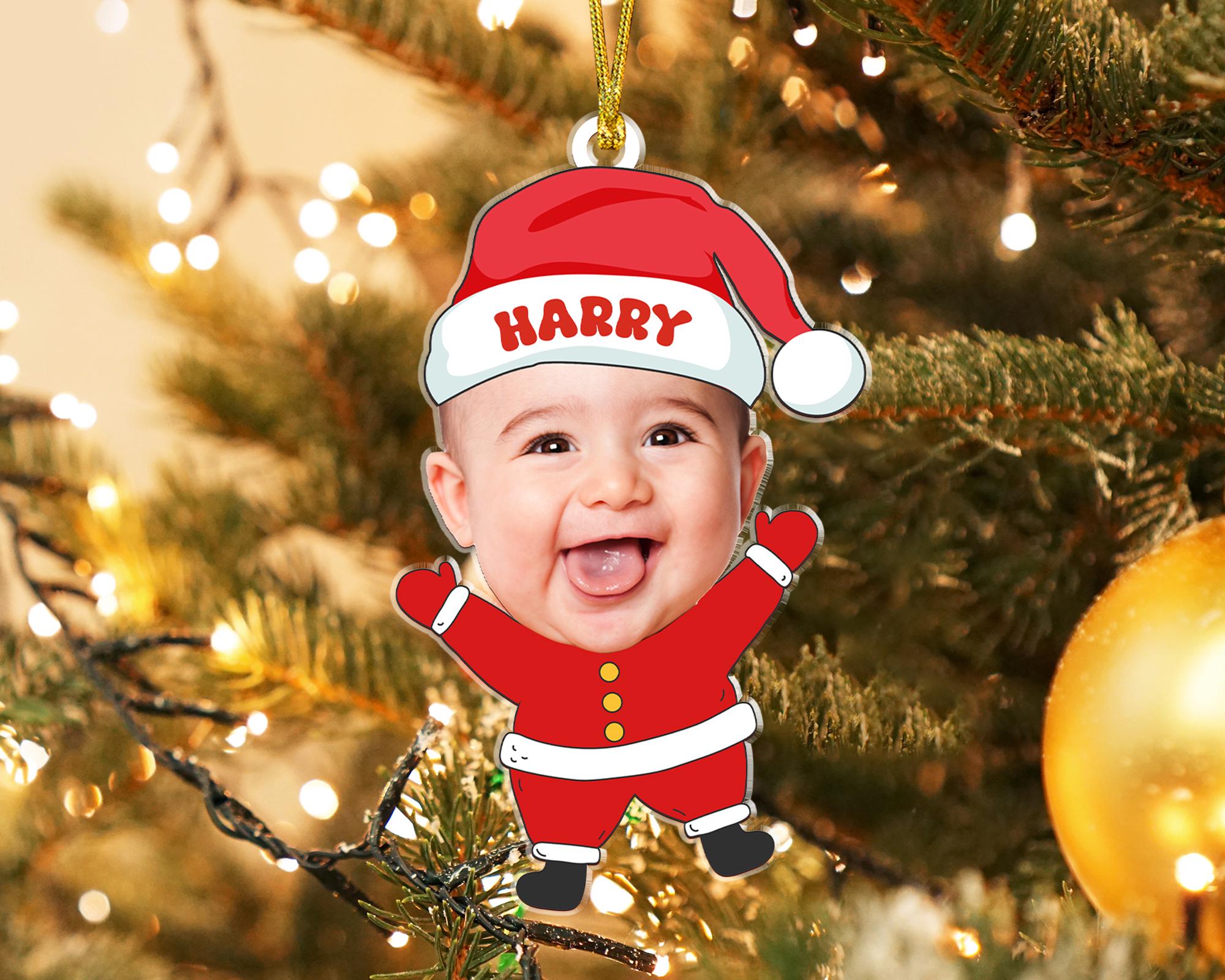 Custom Baby Photo Ornament, Babys First Christmas Ornament 2024, Custom Baby Face Ornament, New Baby Gift, Xmas Decor, Grandchild Ornament