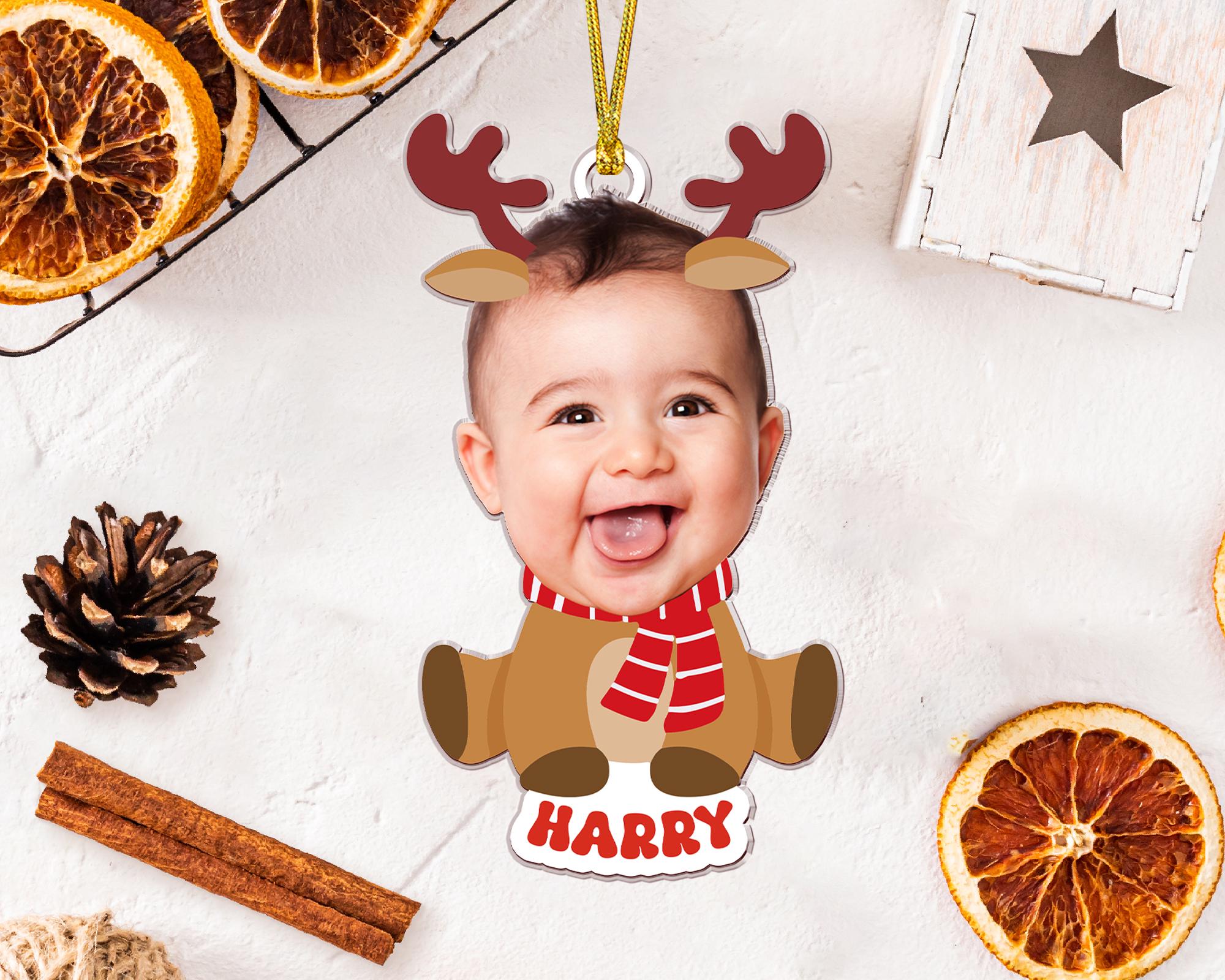 Custom Baby Photo Ornament, Babys First Christmas Ornament 2024, Custom Baby Face Ornament, New Baby Gift, Xmas Decor, Grandchild Ornament