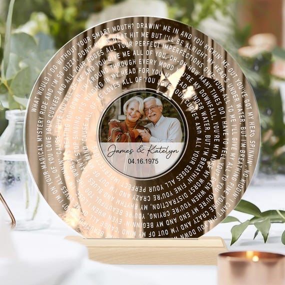 Custom First Dance Song Lyrics Photo Record: 50th Wedding Anniversary Gift for Parents