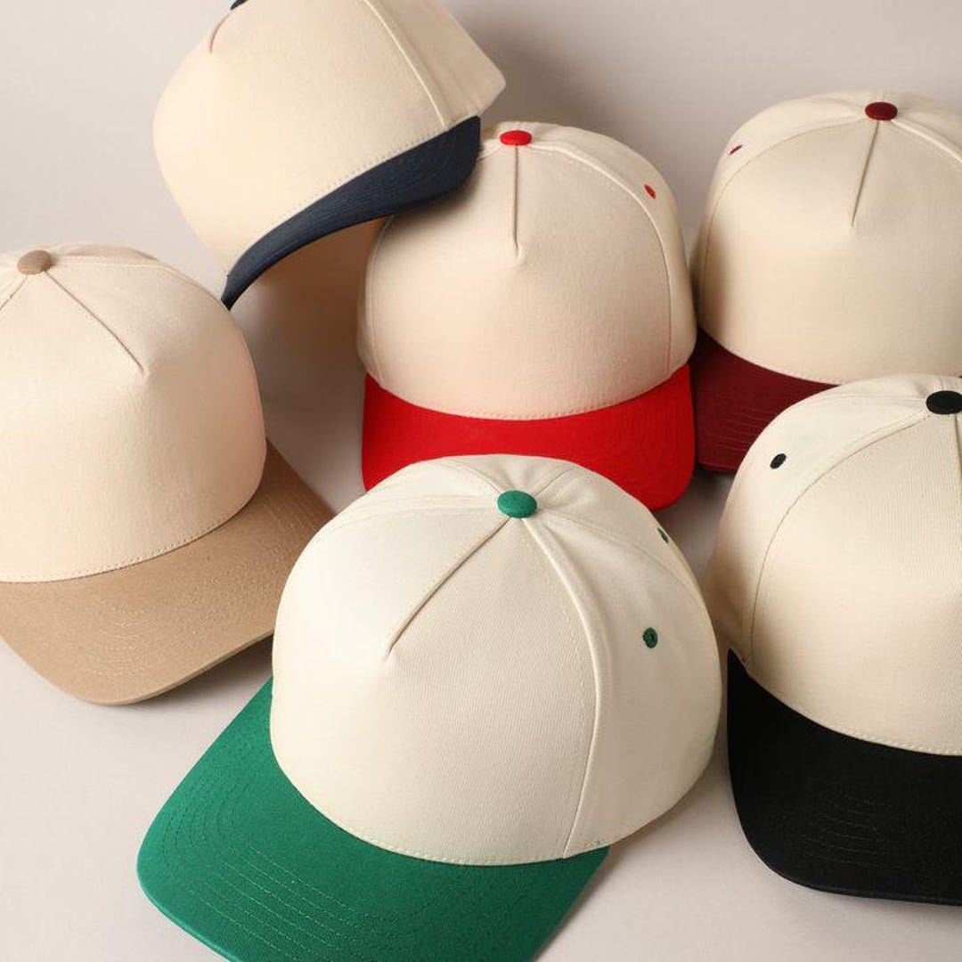 Cream Two-tone 5-panel Snapback Baseball Cap