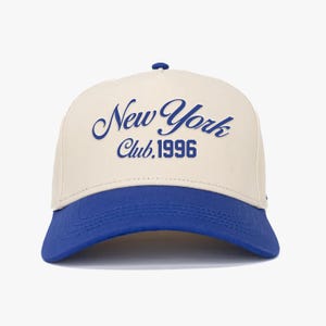 New York City EMBROIDERY dwukolorowa czapka typu snapback, vintage New York dwukolorowa czapka, czapka typu snapback z nazwą New York, czapka New York w kolorze kremowo-czarnym