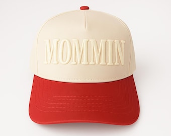 Mommin puff Embroidery Vintage Trucker Hat, Mommin Premium hat, Mommin snapback cap, Mummy cap, Mother two tone cap