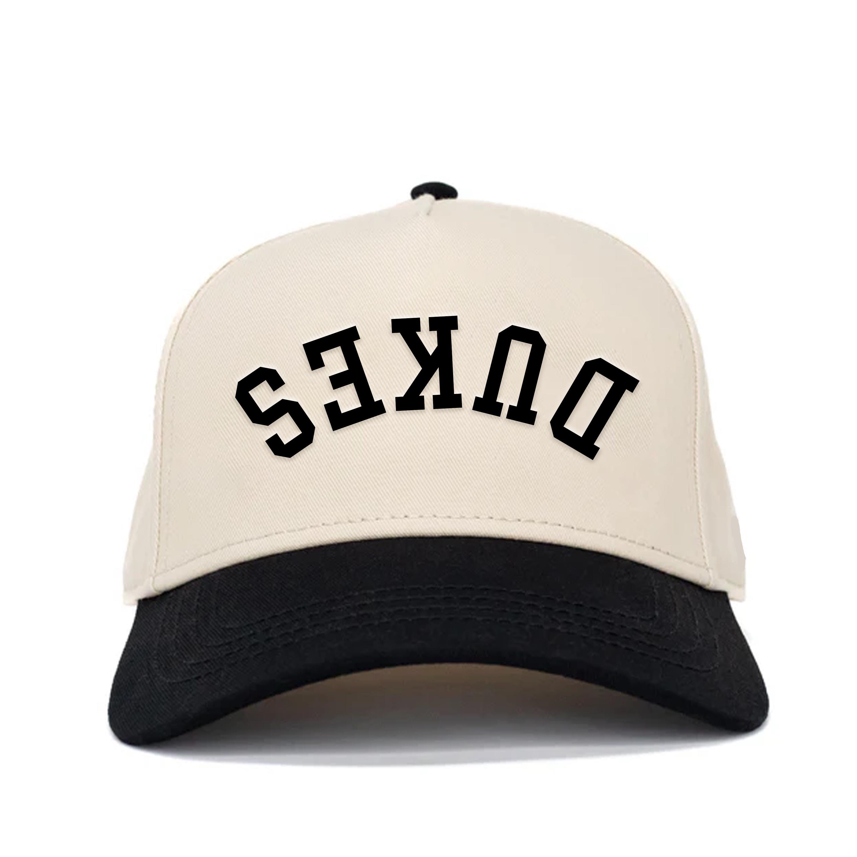 NEW 1 Embroidered Two-Tone Baseball Cap - Cream & Black 5-Panel Initial Hat - Cream/Black main image 3
