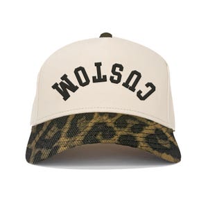 Custom upside down Leopard Print Cap leopard and cream camouflage snapback cap Custom Two Tone Hat Embroidered  Custom Embroidered Hat
