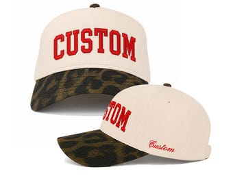 Vintage Custom Leopard Krempe Hut Personalisierte Snapback Cap Gestickte Trucker-Cap