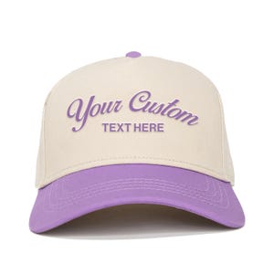 Custom script text Embroidered two tone Hat Personalized Dad Cap Embroidery Logo baseball hat Your own text monogram Bachelorette cap