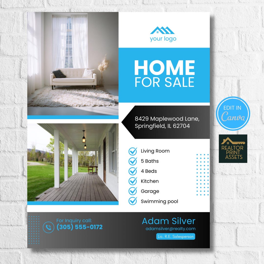 Editable Real Estate Flyer Template | Canva Agent Marketing (digital ...