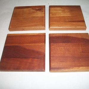 Set of 4 Cherry Wood Display Risers--Raise Trophies, Collectibles--1/2&quot; Lift--4&quot; Square--USA Handmade--Not For Coasters