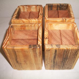 Set--4 Large Risers—4” Lift--3" Square Leg Opening--Blue Pine--For Bed. Desk, Sofa--USA Made