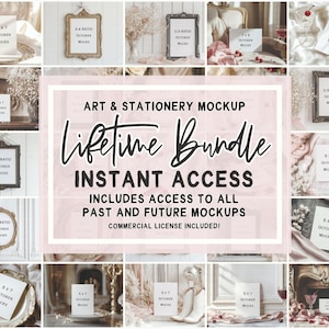 Whole Shop Mockup Bundle, Art & Card Mockups, Lifetime Access Entire Shop, Digital Wall Art Frame Mockups, Invitation Mock Ups, Vintage Boho