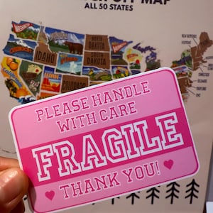 Pink Fragile Stickers/ Shipping Stickers/ Fragile label stickers