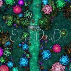 DnD Feywild Forest Huts Stridskarta