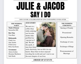 Wedding Newspaper, Vintage, Wedding programs