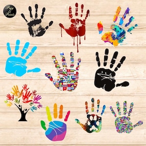 Handprint FingerPrint Handtool Hands Finger Illustration, Clipart, Digital Print, Printable, Sticker Print, svg, png, psd