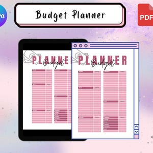 Printable Pink Budget Planner | Editable Planner Pink | Monthly And Weekly Expense Tracker | Savings Goal | Debt Tracker | Digital Download