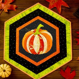 Adorno de mesa con especias de calabaza - Patrón PDF - aplique de calabaza