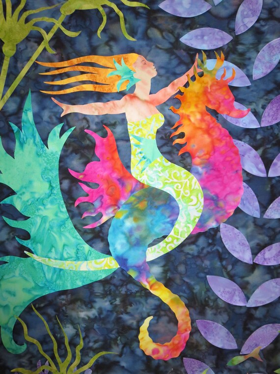 Sea Fairy Mermaid Seahorse JoAnn Hoffman Fusible Applique Quilt Pattern
