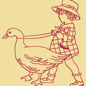 EMBROIDERY DESIGN PACK - Redwork Vintage Kinder Stickerei - 19 Designs - Redwork Stickdateien - JoAnn Hoffman