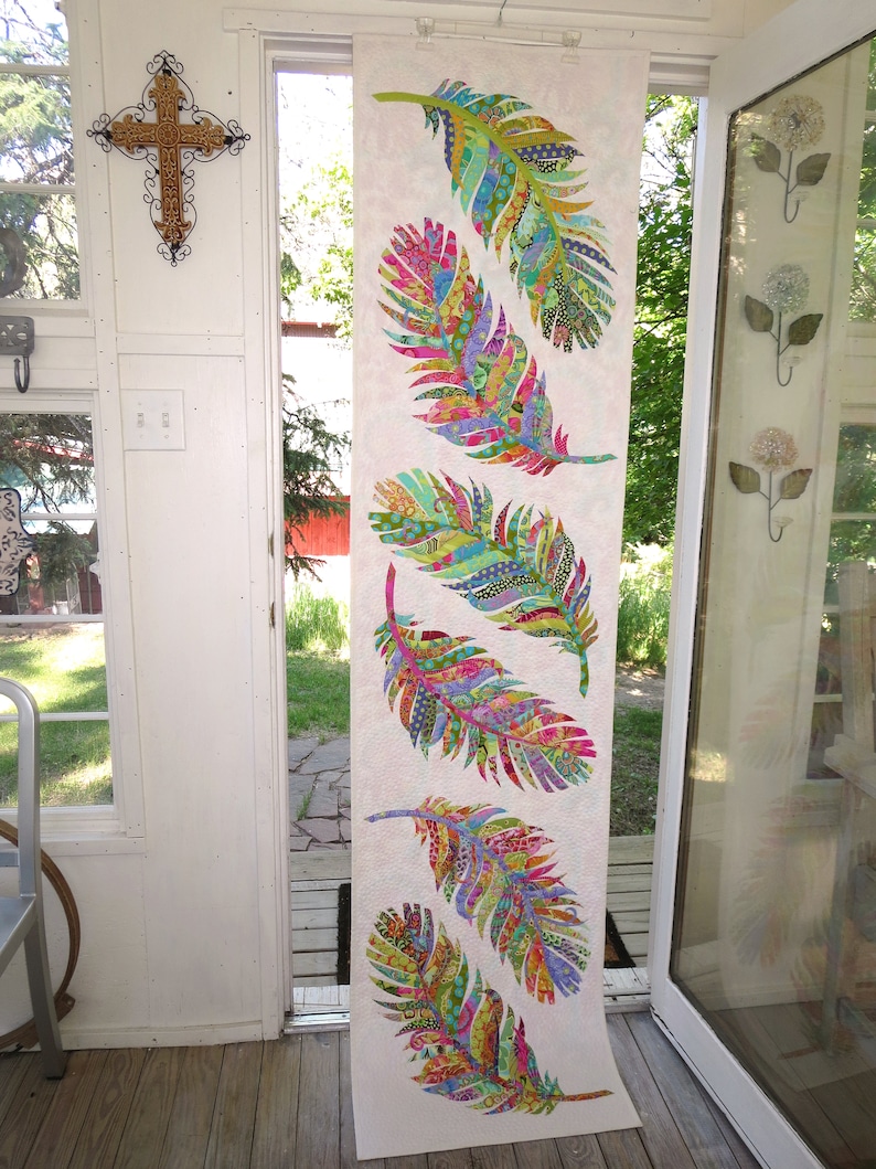 Dream Catcher Bed Runner PDF Quilt Pattern Applique Feather Bed Runner