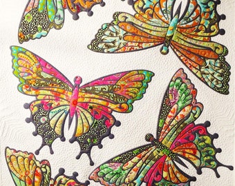 The Modern Butterfly PDF quilt pattern - applique - Kaffe Fassett - modern quilt - JoAnn Hoffman