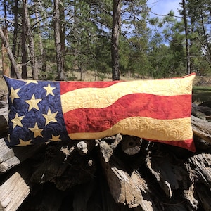 Stars and Stripes Bench PIllow pattern - PDF quilt pattern - flag quilt - table runner pattern- Americana bench pillow - American flag