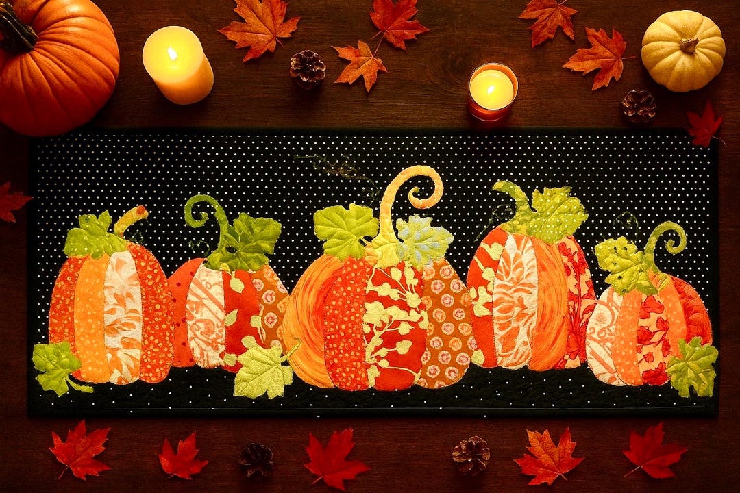 Pumpkin Patch Table Runner - Pdf Download - Pumpkin Applique - Etsy