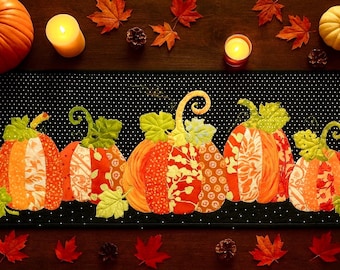 Pumpkin Patch table runner - pdf download - pumpkin applique