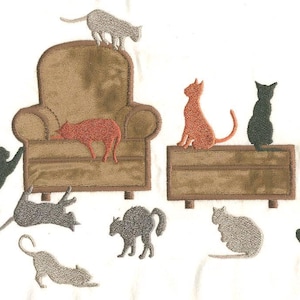 EMBROIDERY DESIGN PACK - House Cats Embroidery and Cat Applique designs - 12 embroidery designs - JoAnn Hoffman