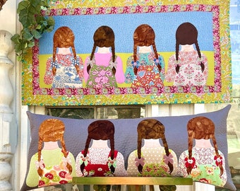 Prairie Girls-bench pillow - wall hanging - PDF quilt pattern - applique - JoAnn Hoffman