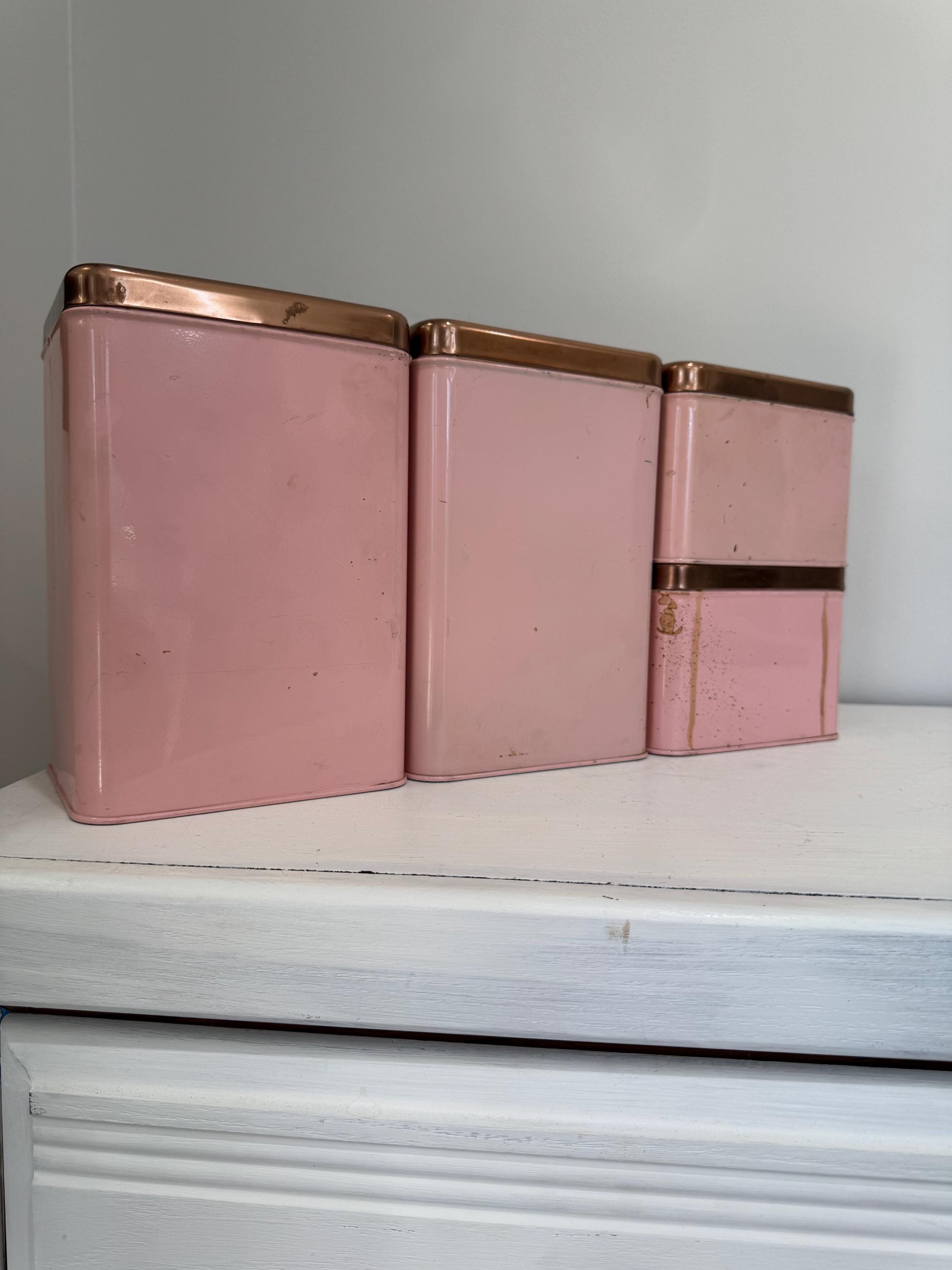 Vintage Pink Kitchen Canister Set by Lincoln Beautyware - 4 Pieces - Etsy