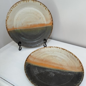 Vintage Studio Pottery Plates: Mid-Century Modern Decor, Signed Art (Pair)