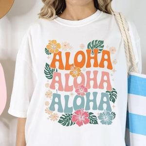 Aloha Comfort Colors® Shirt, Hawaii Vacation Family Trip Tee, Tropical Beach Graphic Shirt, Summer Coastal Vibes Shirt, Hawaiian Luau Shirt