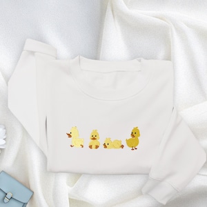 Embroidered Duck Sweatshirt, Adorable Goose Stitch Sweater, Farm Animal Crewneck, Funny Duck Lover Shirt, Cozy Embroidered Gift